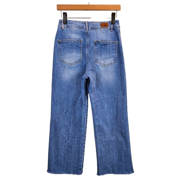 Subdued Womens Low Waist Wide Leg Jeans Sz 6 Light Wash Raw Hem Casual 90s Vibes - Picture 3 of 12